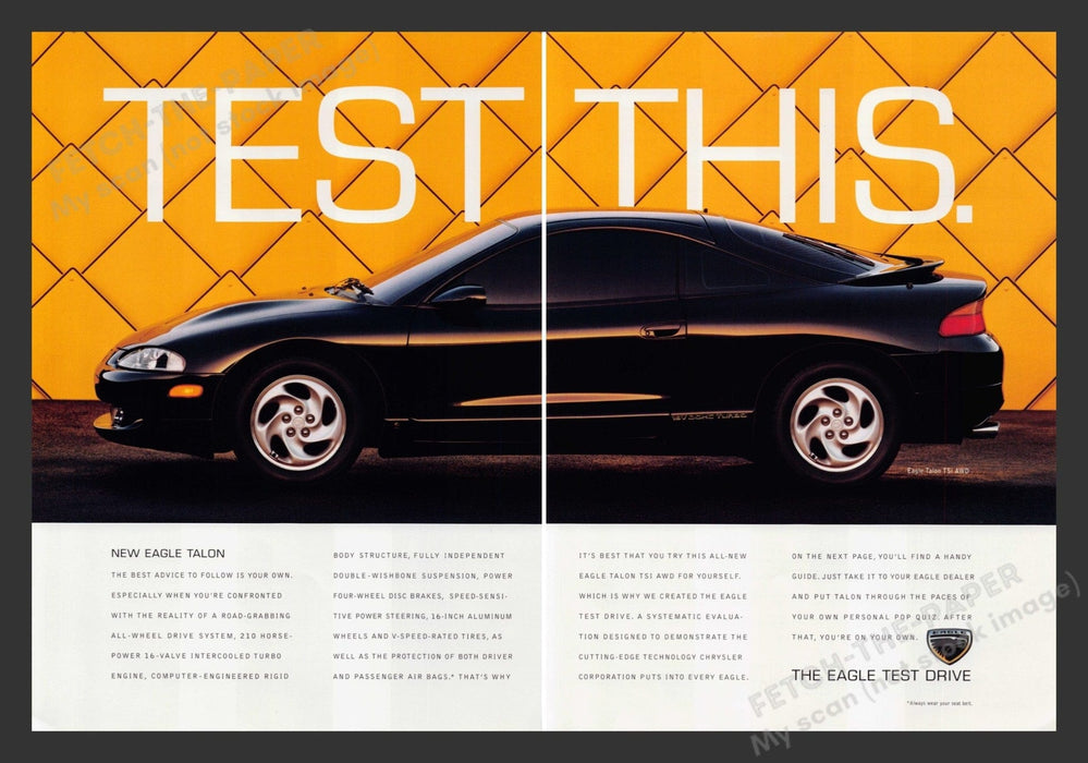 Eagle Talon TSi AWD Car 1990s Print Advertisement (2 pgs) 1994 Fetch the Paper!