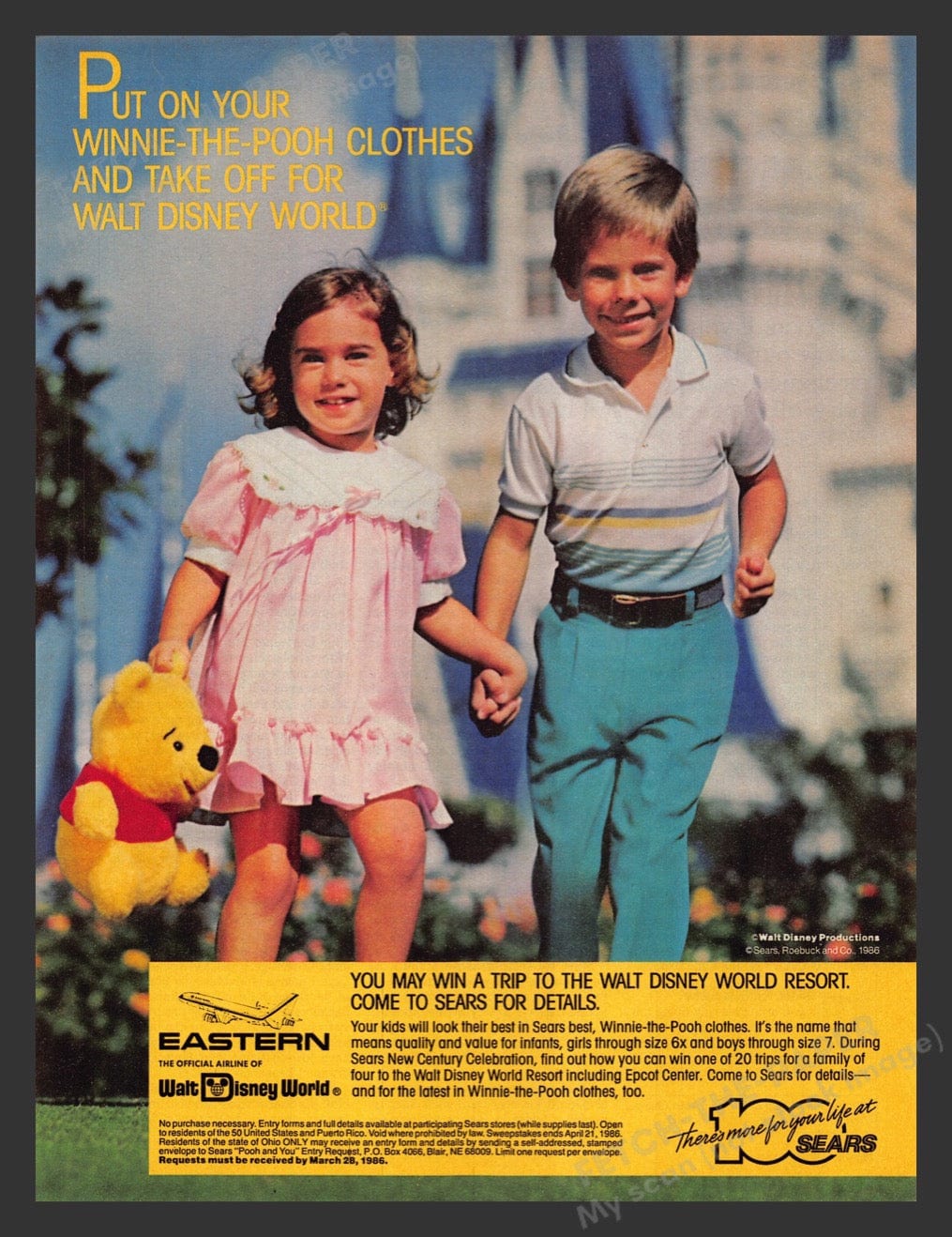Eastern Airlines & Walt Disney World 1980s Win a Trip Print
