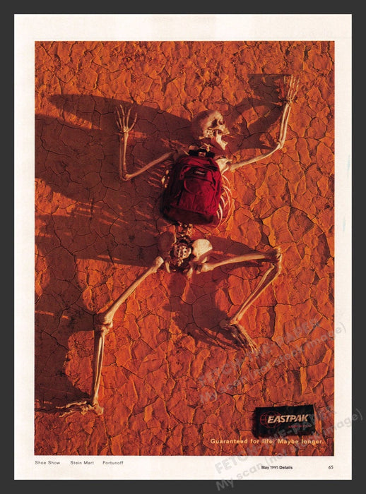 1995 Eastpak Backpack Skeleton in Desert Print Advertisement Ad
