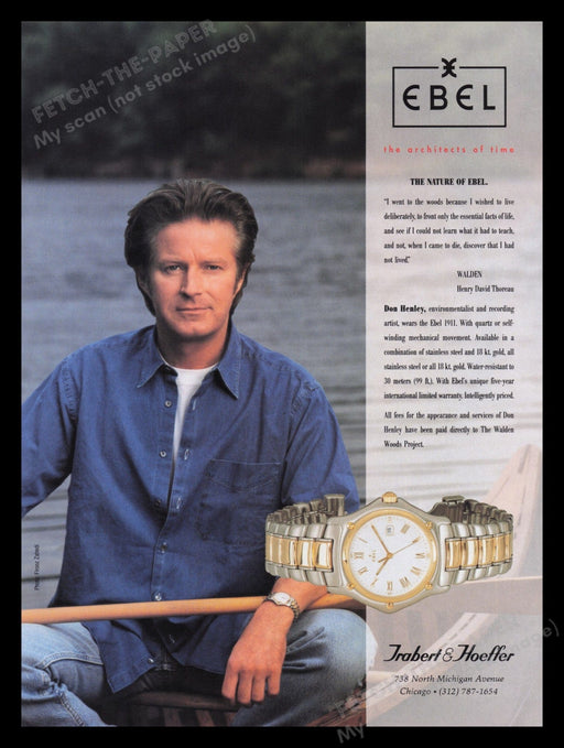 Ebel Watch 1990s Print Advertisement Ad 1993 Don Henley Ebel 1911 Fetch the Paper!