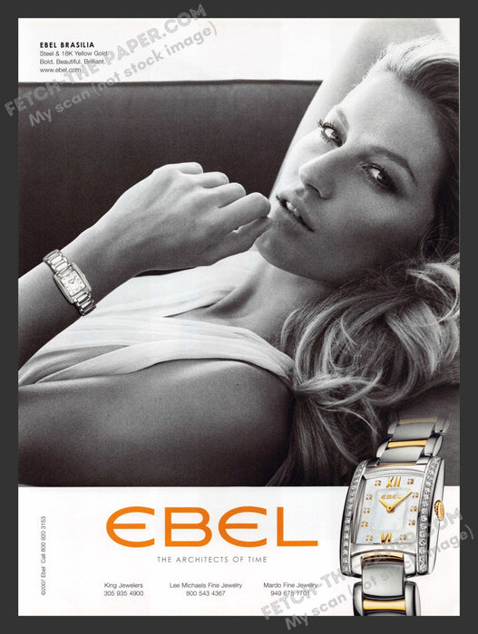 2007 Print Advertisement Ebel Watches Brasilia Gisele Bundchen Fashion Model Ad.