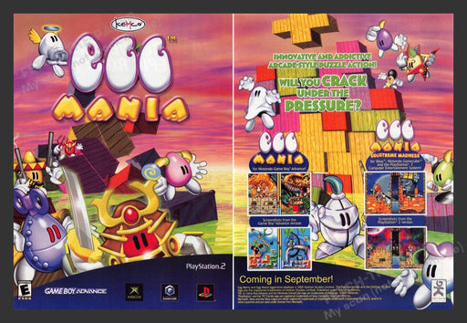 2002 Egg Mania Video Game Print Advertisement (2 Pages)