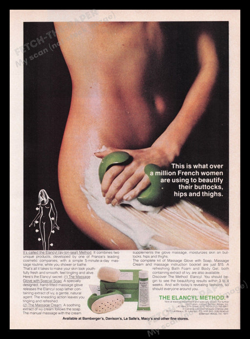 Elancyl Method French 1970s Print Advertisement Ad 1977 Buttocks Hips Thighs Fetch the Paper!