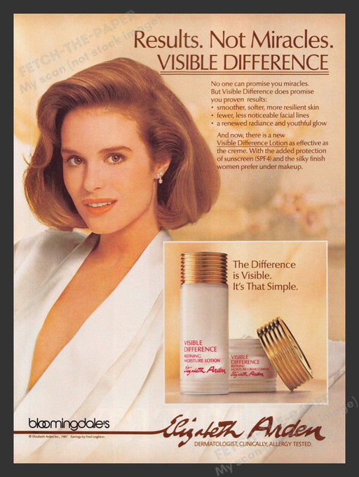 1987 Elizabeth Arden Visible Difference Skin Lotion Print Advertisement Ad