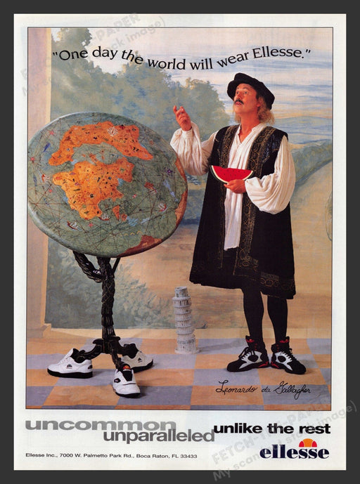 Ellesse Shoes Gallagher Comedian 1990s Print Advertisement 1994 Fetch the Paper!