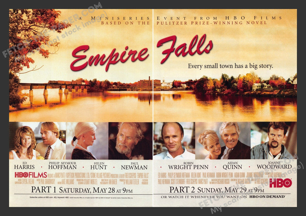 2005 Print Advertisement 2 Page Empire Falls HBO Miniseries Movie Release Ad.
