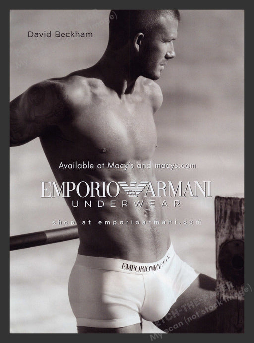 Emporio Armani 2000s Print Advertisement Ad 2008 Underwear David Beckham Sexy Fetch the Paper!