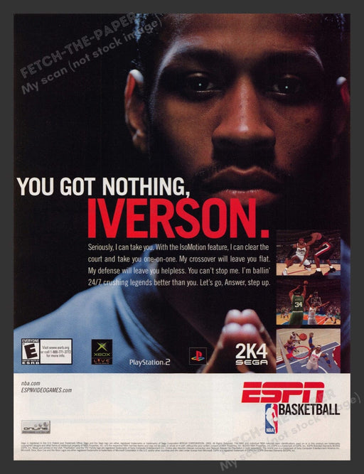 2003 ESPN Basketball Allen Iverson Video Game Print Advertisement