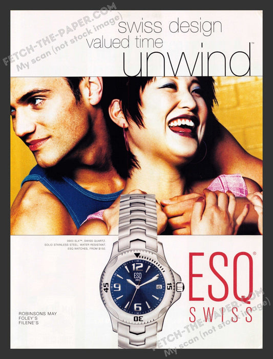 2001 ESQ Swiss Watches 9900 SLX Print Advertisement Ad.