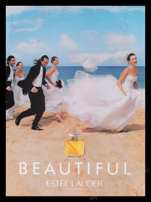 Estee Lauder Perfume 2000s Print Advertisement Ad 2001 Elizabeth Hurley Bride Fetch the Paper!