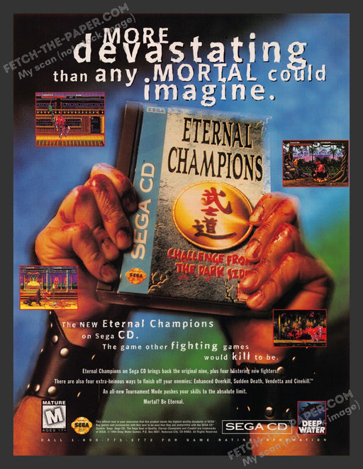 1994 Print Advertisement Eternal Champions: Challenge from the Dark Side Video Game Ad.