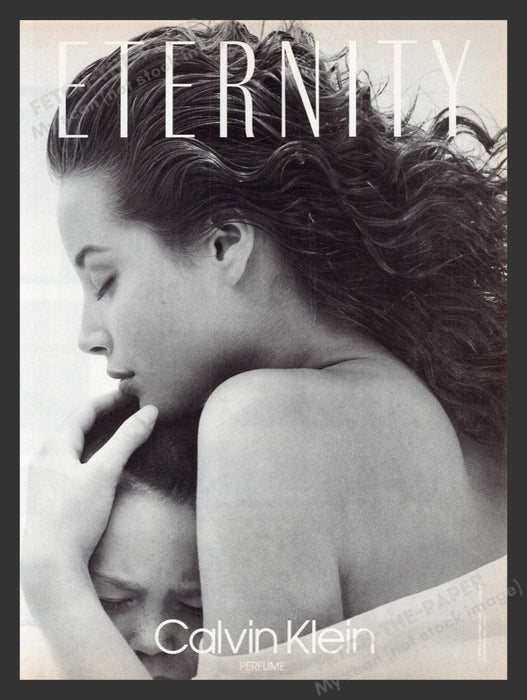 1990 Eternity by Calvin Klein Christie Turlington & Child Print Advertisement Ad