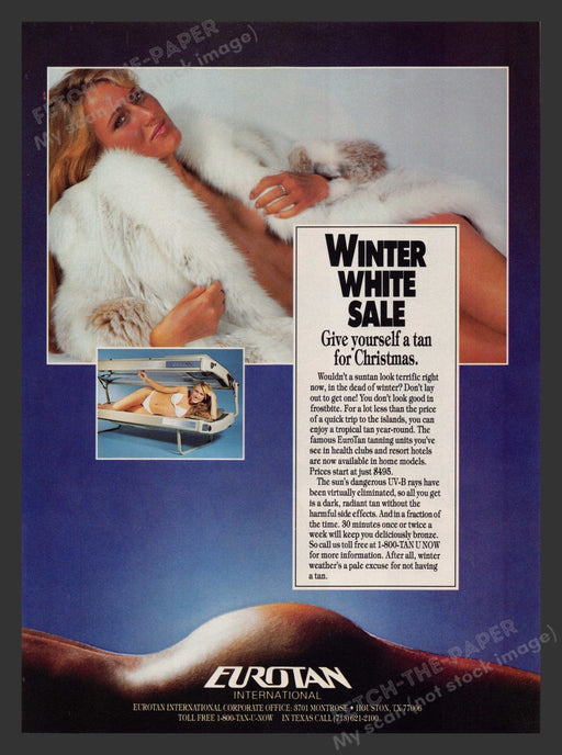 Eurotan Home Sun Tanning Beds Cute Blonde 1980s Print Advertisement 1985 Fetch the Paper!