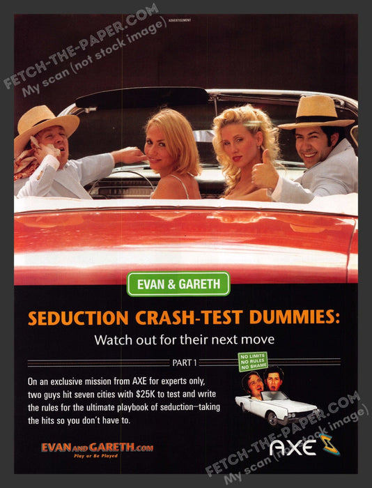 2005 Print Advertisement Evan & Gareth & Axe Body Spray Ad.