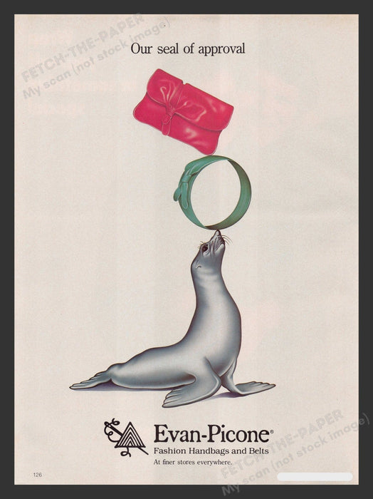 Evan-Picone Fashion Handbags & Belts Seal 1980s Print Advertisement 1983 Fetch the Paper!