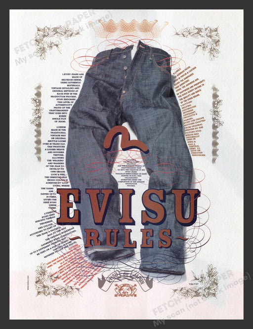 2003 Evisu Rules Japan Jeans Print Advertisement Ad