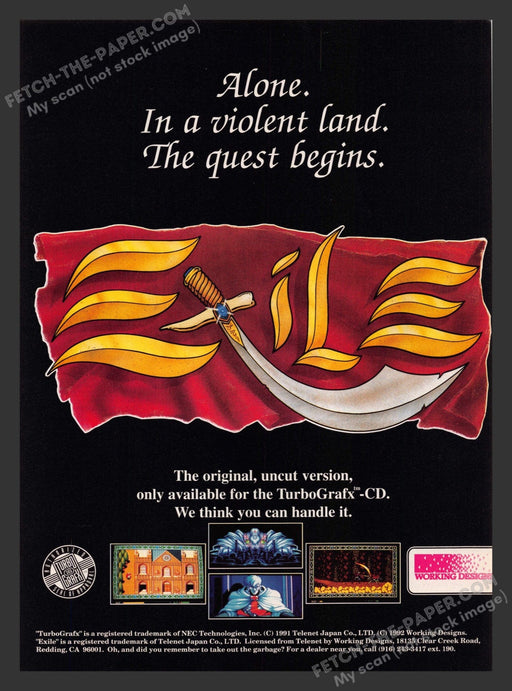 1992 Print Advertisement Exile Video Game Ad.