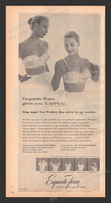 1956 Exquisite Form X Appeal Bras Strapless Blonde Print Advertisement Ad
