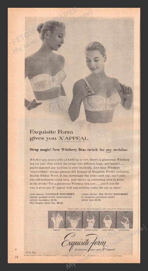 1956 Exquisite Form X Appeal Bras Strapless Blonde Print Advertisement Ad