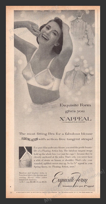 1956 Exquisite Form X Appeal Brunette Print Advertisement Ad