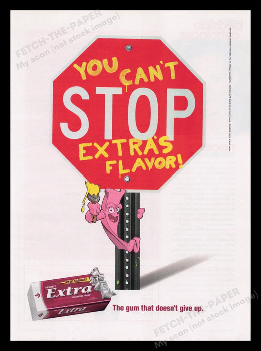 Extra Gum 2000's Print Advertisement Ad 2004 "You Can't Stop Extra's Flavor" Fetch the Paper!