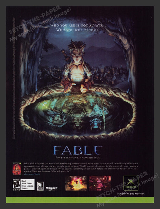 2004 Fable "For every choice. A consequence." Video Game Print Advertisement