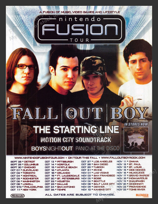 2005 Fall Out Boy Concert Tour Dates Print Advertisement Ad