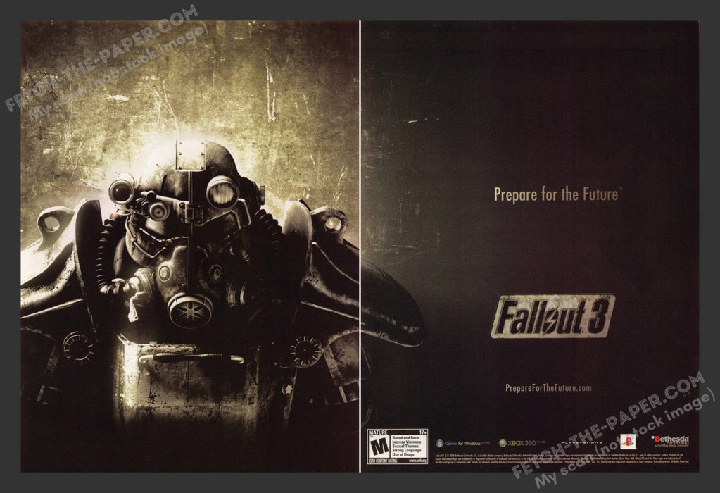 2008 Print Advertisement 2 Page Fallout 3 Video Game Ad.