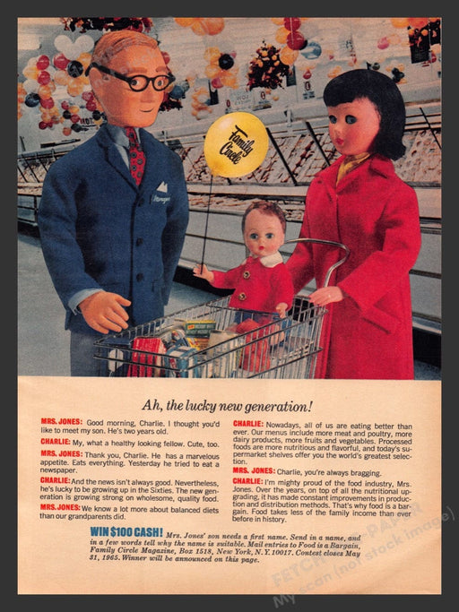 1965 Family Circle Mrs. Jones & Charlie Market Promo #4 Print Advertisement Ad