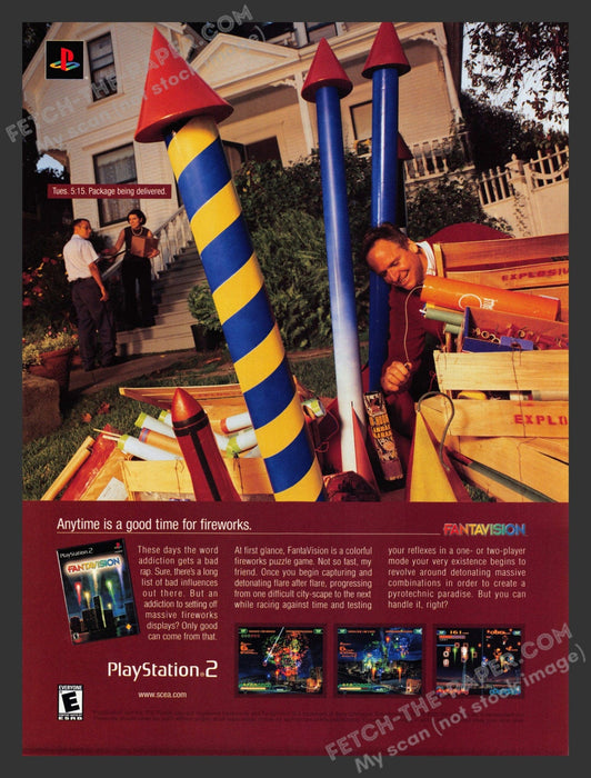 2001 Fantavision Fireworks Video Game Print Advertisement.