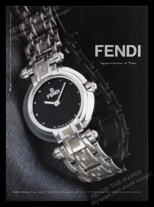 Fendi 1990s Print Advertisement Ad 1998 Zucca Watch "Appreciation of Time" Fetch the Paper!
