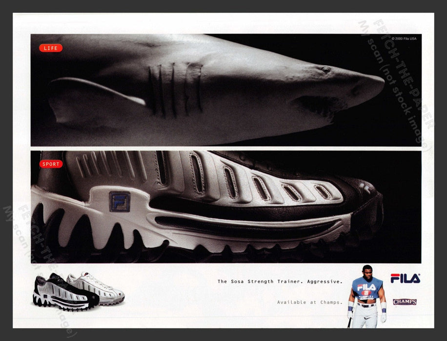 2000 Fila Shoes Shark Design Champs Print Advertisement Ad.