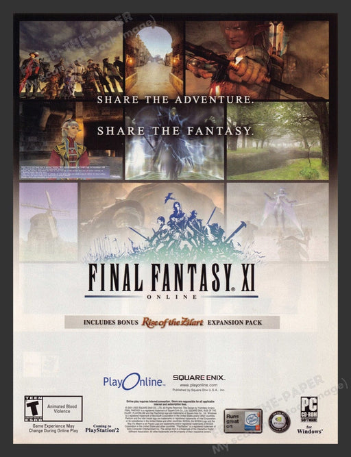 2003 Final Fantasy XI Video Game Print Advertisement