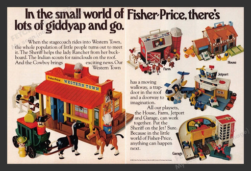 1983 Fisher-Price Western Town, Jetport, Farm etc Print Advertisement (2 Pages)