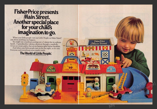 1986 Fisher-Price Main Street Little People Print Advertisement (2 Pages)