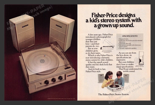 1983 Fisher-Price Stereo System Record Player Print Advertisement (2 Pages)