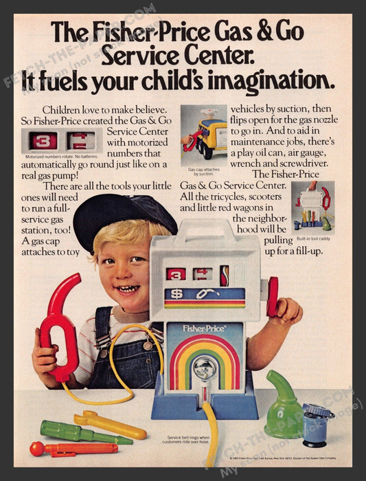 1983 Print Advertisement Fisher Price Gas & Go Service Center Toys Ad.