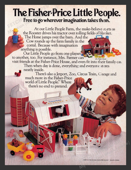 1985 Fisher Price Little People House & Barn Print Advertisement Ad
