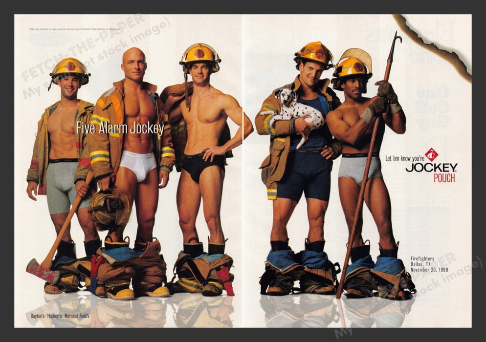 1999 Five Alarm Jockey Underwear for Men Firefight Print Advertisement (2 Pages)