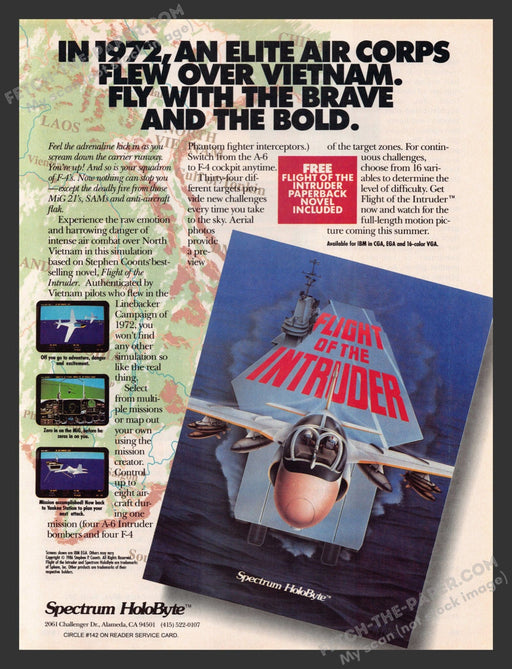 1990 Print Advertisement Flight of the Intruder Video Game Ad.