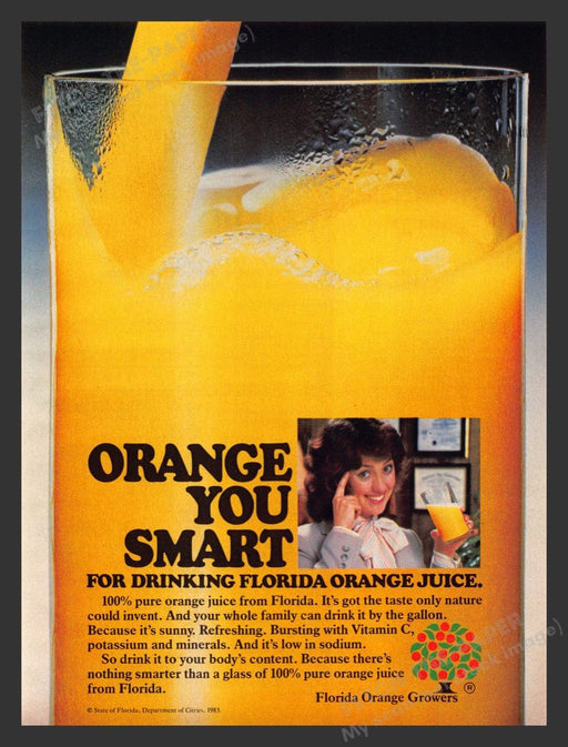 1985 Florida Orange Growers "Orange You Smart" Print Ad