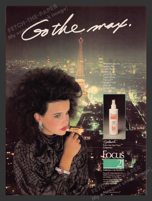 1987 Focus 21 Hair & Skin Products Eiffel Tower Paris Print Advertisement Ad