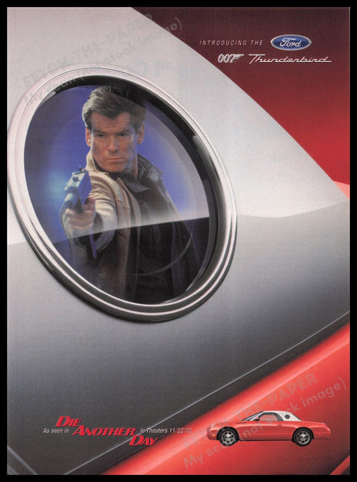 Ford 007 Thunderbird 2000s Print Advertisement Ad 2002 Pierce Brosnan Movie Fetch the Paper!
