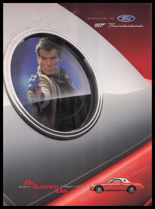 Ford 007 Thunderbird 2000s Print Advertisement Ad 2002 Pierce Brosnan Movie Fetch the Paper!
