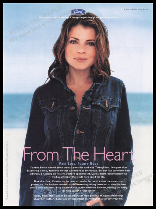 Ford Breast Cancer Awareness Yasmine Bleeth 2000s Print Advertisement Ad 2000 Fetch the Paper!
