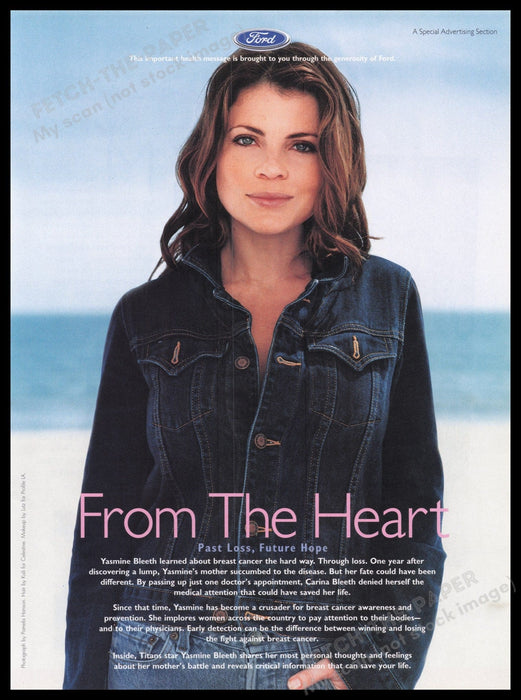 Ford Breast Cancer Awareness Yasmine Bleeth 2000s Print Advertisement Ad 2000 Fetch the Paper!