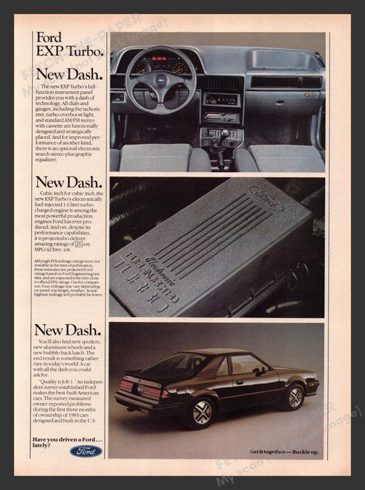 1983 Ford EXP Turbo Car Print Advertisement Ad