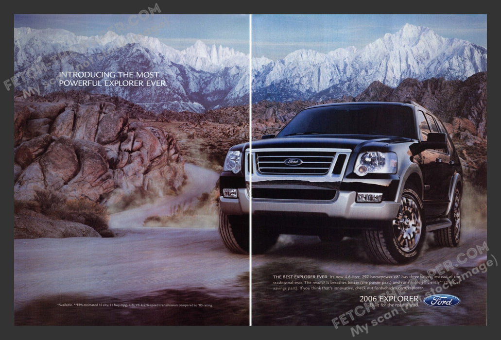 2005 Print Advertisement 2 Page Ford Explorer Mountainous Terrain Ad.