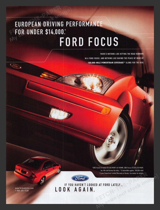 2003 Ford Focus LX Sedan Red Print Advertisement Ad