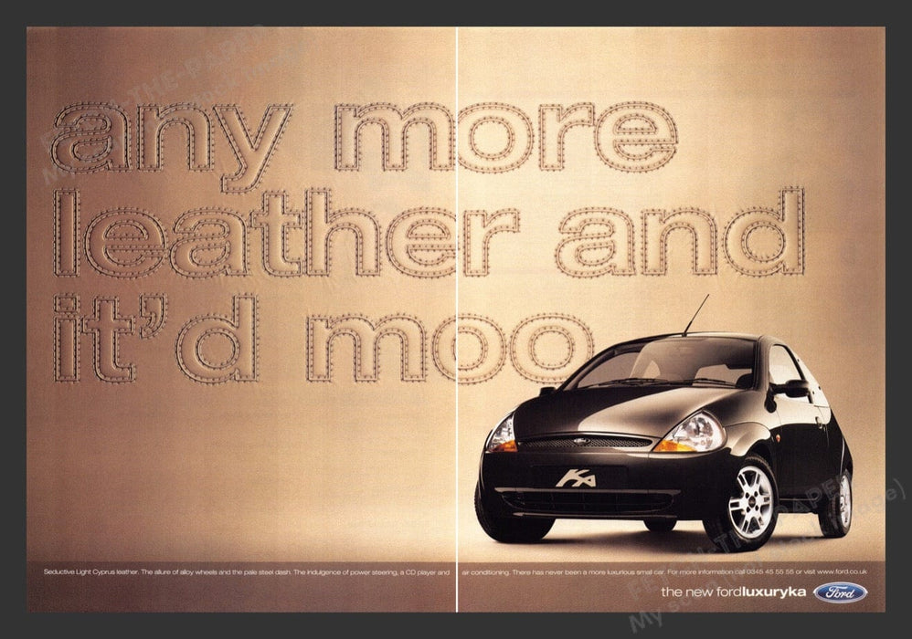 2001 Ford Luxuryka Car Print Advertisement (2 Pages)